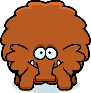 一只长毛象的卡通插图看起来很开心 插画