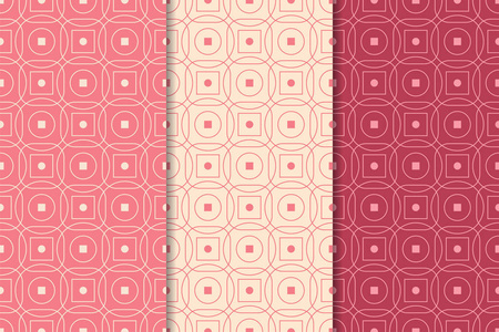 樱桃红色几何饰品。一套垂直无缝模式的网站, 纺织品和墙纸