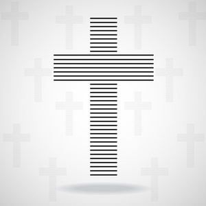 十字。孤立在白色的背景下，宗教签署的抽象基督教符号