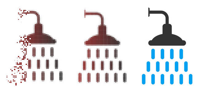 分散像素半色调淋浴图标