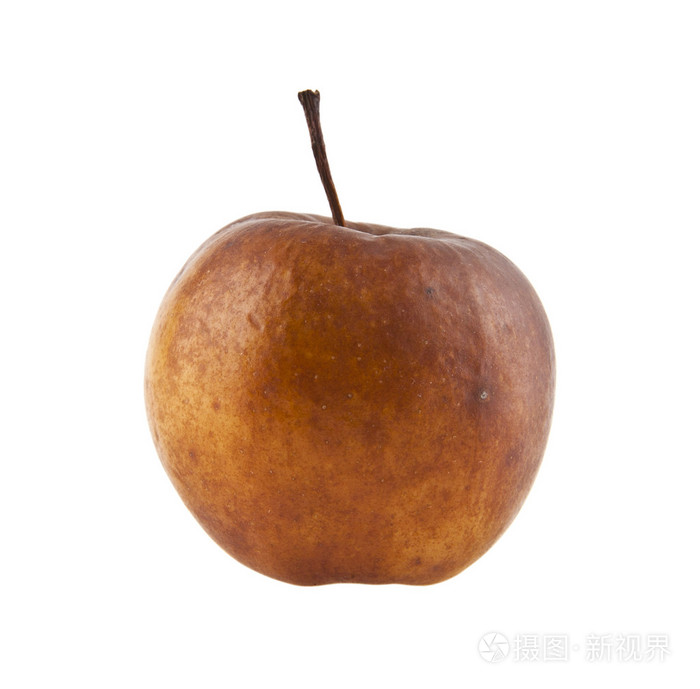 孤立在白色背景上的虫蛀苹果