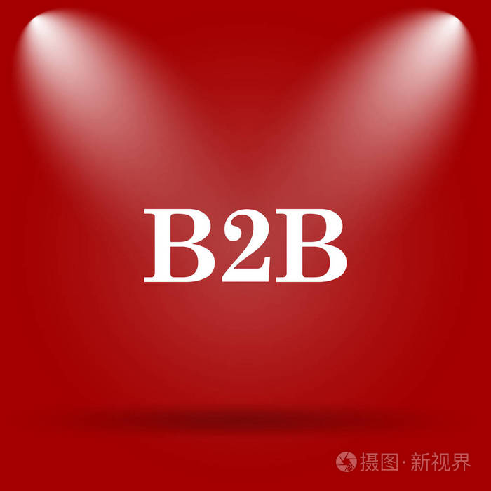 B2b 图标。红色背景上的平面图标