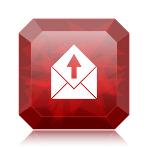发送电子邮件图标, 红色网站按钮白色背景