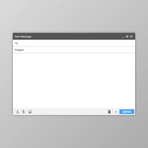 电子邮件的空白窗口, 模板。电子邮件空白模板 internet 邮件框架接口。用户界面 web 面板发送。矢量插图