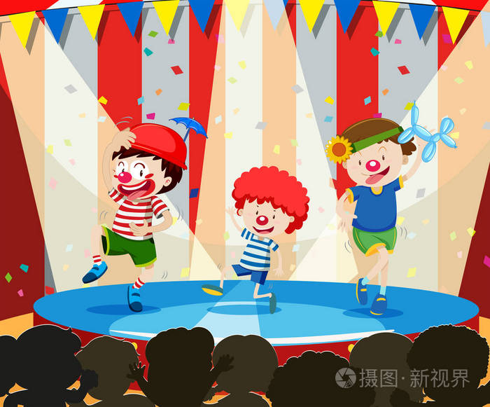 树小丑表演舞台插图