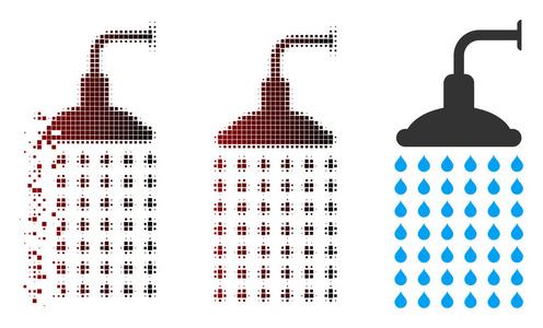 碎片像素半色调淋浴图标