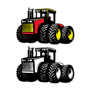 拖拉机农用机器矢量。动力机器。股票插画