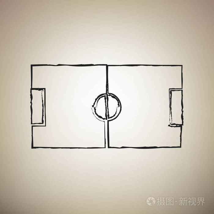足球场.向量.画笔绘制黑色图标在淡褐色 bac