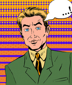 一男子在一件绿色夹克衫和橙色领带波普艺术风格照片