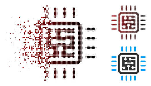 断开像素半色调 Cpu 电路图标