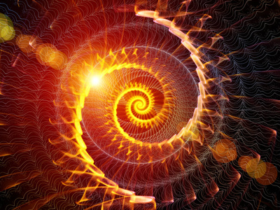 教育科学学科的发光金色螺旋图案与灯光设计照片