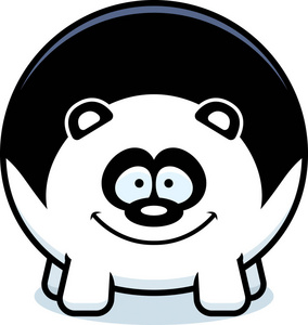 一只熊猫看起来快乐的卡通插图