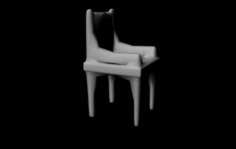 白色椅子3d 渲染在黑色背景上被隔离
