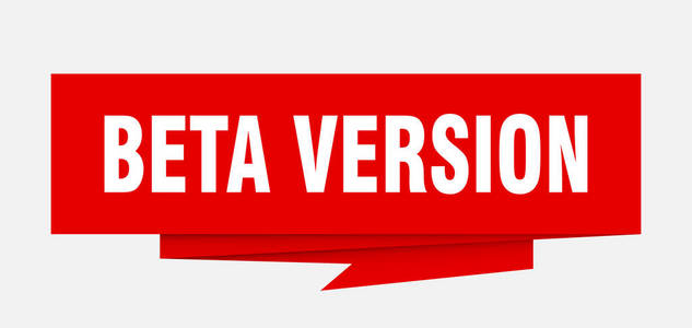 beta 版本符号。beta 版纸折纸语音泡沫。beta 版标签。beta 版横幅