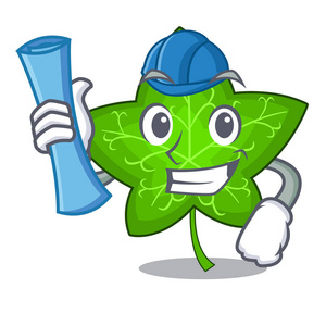 建筑师绿色常春藤叶子在字符卡通矢量例证照片