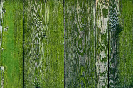 开裂风化的绿色和蓝色的木板纹理, 前视图