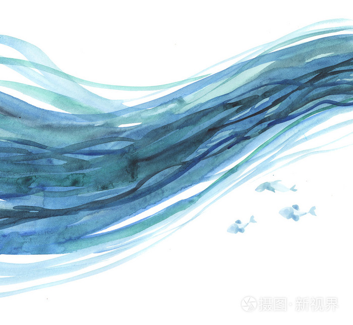 波背景图案 海水彩插图 蓝色的水照片 正版商用图片0s28qe 摄图新视界