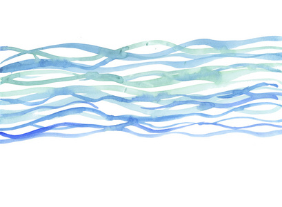 河的背景。海水彩插图。蓝色的水手 d