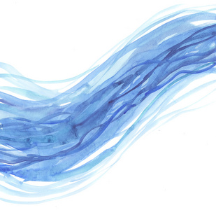波背景图案。海水彩插图。蓝色的水