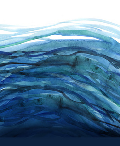 深 oxean 背景。海水彩插图。蓝色水 h
