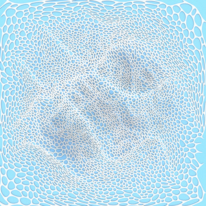 在蓝色背景上的 Voronoi 抽象白色图案。3d 渲染