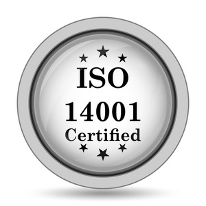 Iso14001 图标。白色背景上的互联网按钮