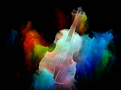 音乐梦系列。从乐器旋律声音表演艺术创意等方面对小提琴和抽象色彩绘画进行抽象设计