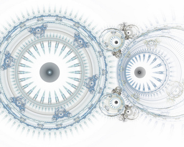 现代分形机械背景。时间机器, 数码艺术品为创意平面设计。抽象分形蒸汽朋克机