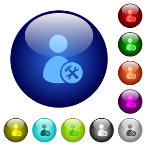 用户帐户工具图标上的圆形彩色玻璃按钮