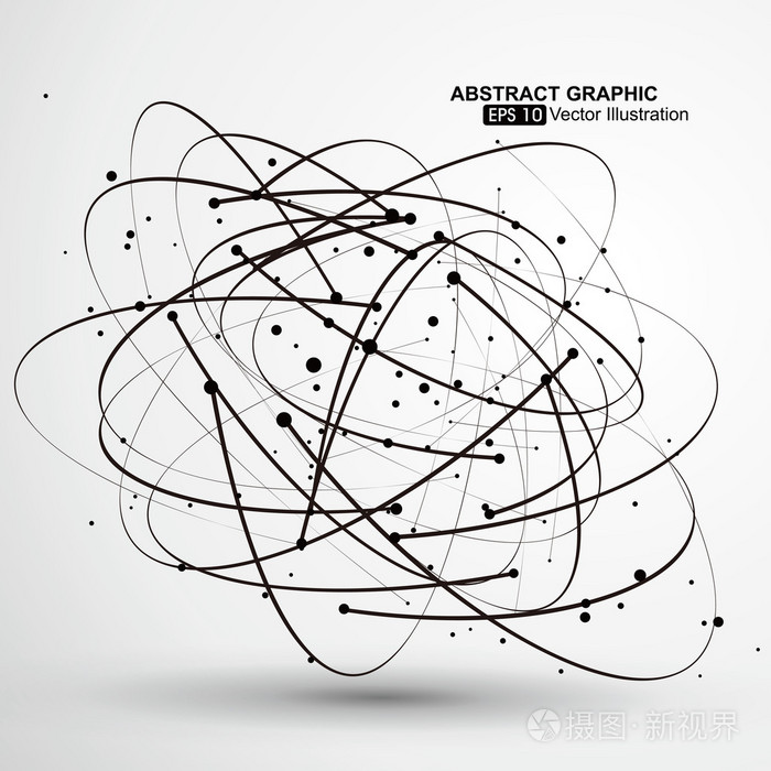 点和曲线组成的抽象的图形的未来科技感