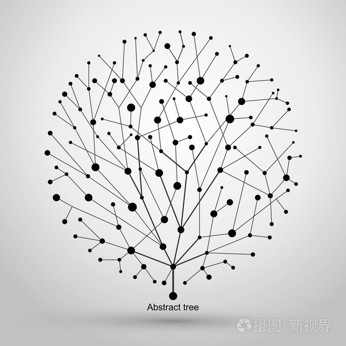 点和线的树木,抽象图形