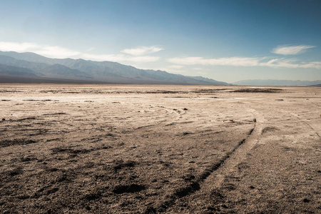 恶水盆地 Landscaoe 盐单位沙漠夏季, 美国加州死亡谷国家公园