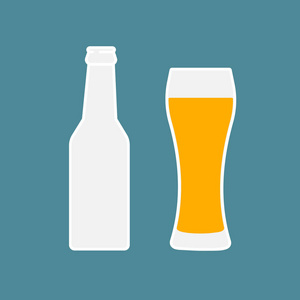 glass 的啤酒和瓶平图标