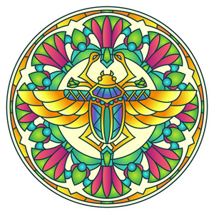 埃及圣甲虫多彩圆坛城装饰照片