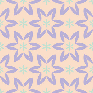 花卉无缝图案。米色背景以紫罗兰色和蓝色花元素为墙纸纺织品和织品