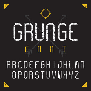 Grunge 字体，在黑色背景上孤立