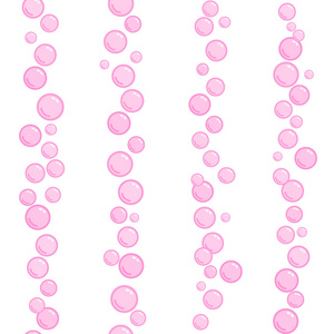 垂直无缝肥皂气泡条纹, 粉红色天真和简单的线条与水气泡, 矢量