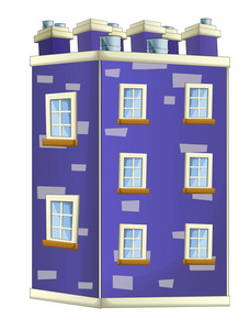 卡通儿童建设插画家公寓楼分离插图照片