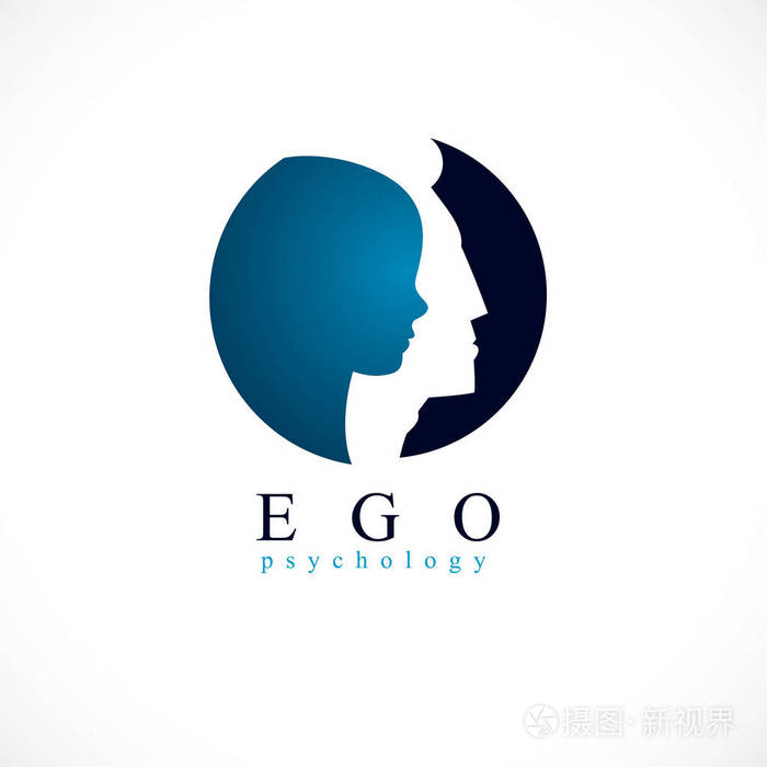 心理学, 自我心理健康矢量设计, 以人的头像和小男孩的内在, 内在的