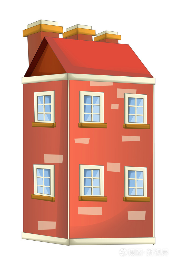 卡通儿童建设-插画家-公寓楼-分离-插图