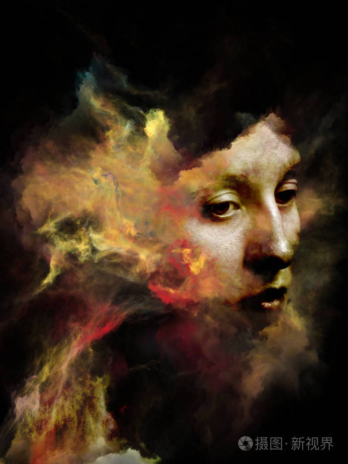 分形烟雾和女性肖像上灵性, 想象力和艺术学科的安排