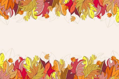 秋天叶子背景。彩色框架您的网站或其他卡。矢量插图