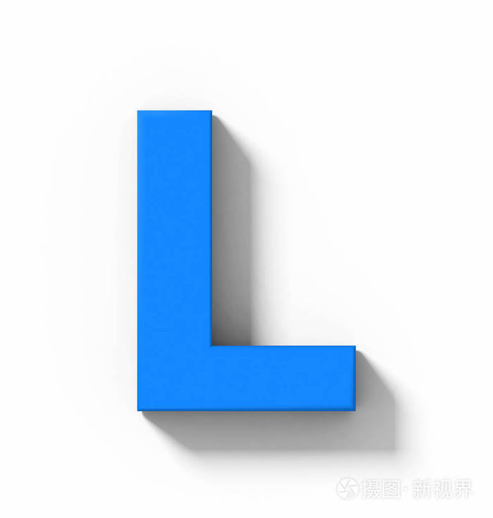 带阴影-正交投影-3d 渲染的白色字母 l 3d 蓝色隔离
