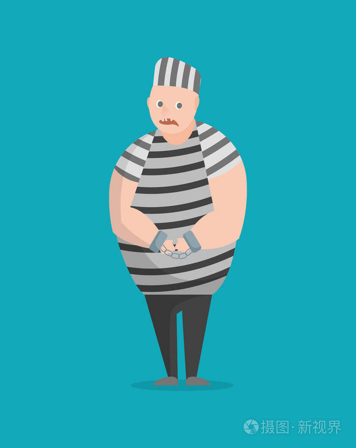 卡通犯罪人物的蓝色背景.向量