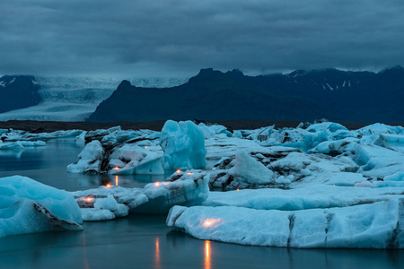 Jokulsarlon 冰川冰礁湖在南冰岛