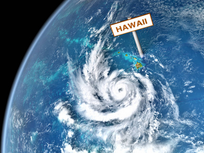 2018年8月进入夏威夷的飓风车道的空间视图。3d 插图。Nasa 提供的这个图像的元素