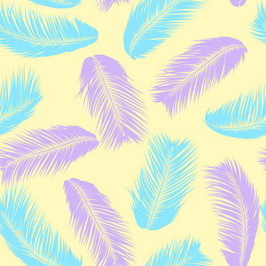 热带棕榈树叶子。矢量无缝模式。简单的剪影椰子叶子剪影。夏季花卉背景。丛林枝叶。纺织品设计的异国情调棕榈树时尚壁纸