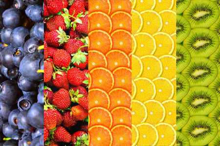 橘子 柠檬 猕猴桃 蓝莓和草莓