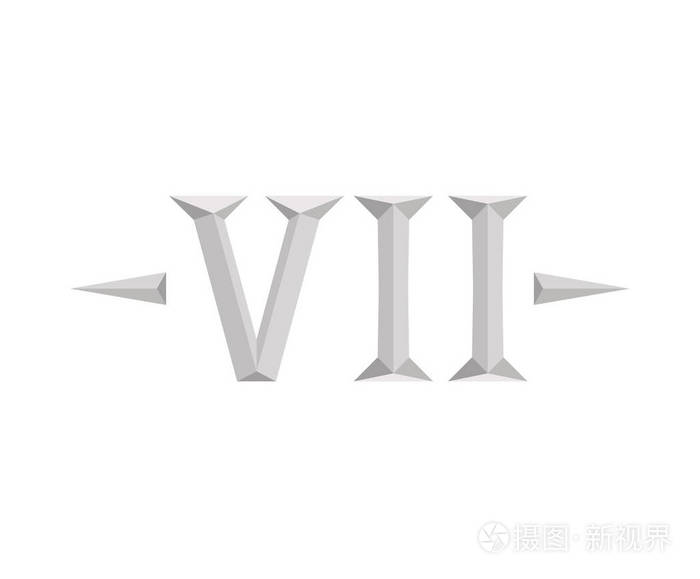 罗马数字7类型七在字母表字母标志标记标志标志设计插图为日历数字或
