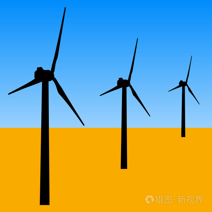 风车的电力生产.矢量图